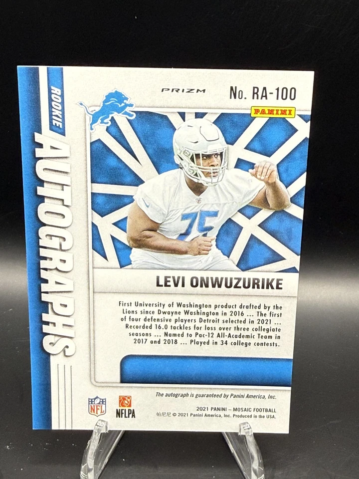2021 Panini Mosaic #RA-100 Levi Onwuzurike Rookie Autographs Mosaic - Image 2 of 2