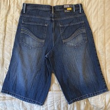 Vtg Southpole Shorts Mens 36 Dark Wash Embroidered Baggie Denim Y2K 90s Skater