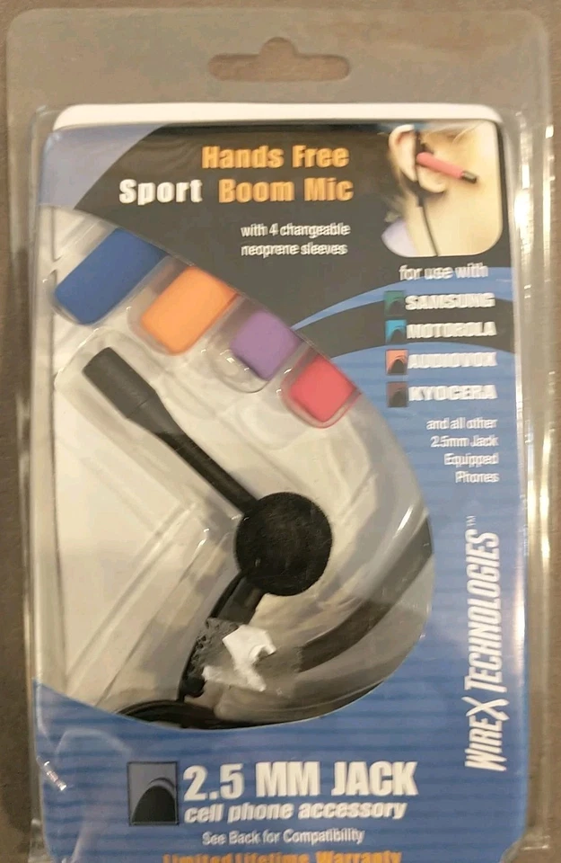 Auricular de micrófono con brazo deportivo manos libres Wire Technologies conector para teléfono celular de 2,5 mm nuevo en caja. Foto 2 de 3