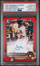 2025 Bowman Chrome Jose Anderson True Red Auto 3/5 CPA-JA PSA 10