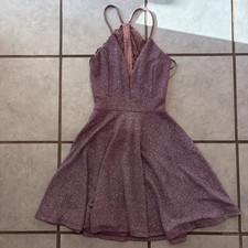 Windsor Small Short Flare Dress Sparkles Mauve Purple