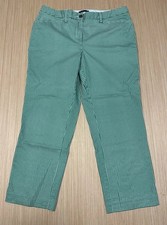 Lands  End Womens Green Gingham Straight Leg Pants Size 12 Mid Rise