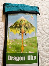 Brand New Green Dragon Kite Toy with Carry Case Bag 55" x 62" Large Easy Flyer