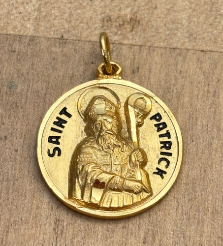 Creed Sterling Silver Saint Patrick Charm Pendant .925 Gold Over Silver, 3/4"