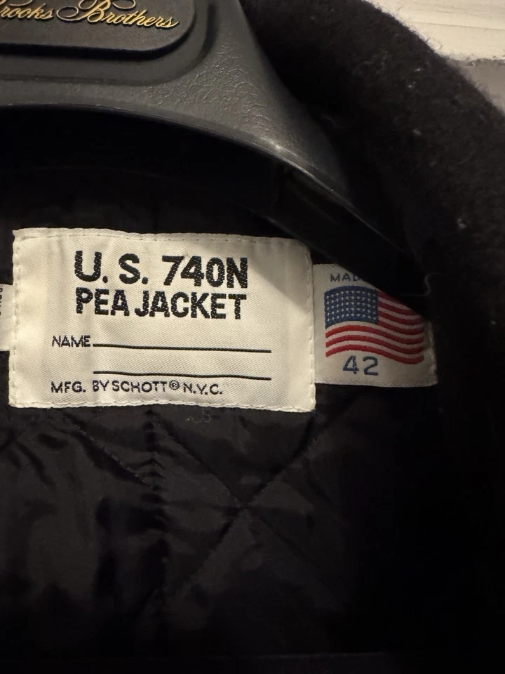 Schott U.S. 740N Pea Jacket  42  Dark Navy Blue - Black - Image 2 of 2