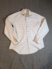 Calvin Klein Slim Fit Stretch Dress Shirt Men's Size 161/2- 34/35 Gray Plaid