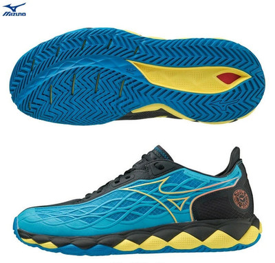 Mizuno Tennis Shoes WAVE ENFORCE TOUR AC Light Blue Yellow Black 61GA2300 25 NEW