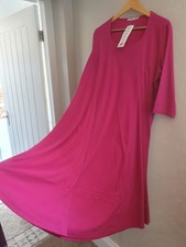 NEW PRETTY POPPY PINK A LINE JERSEY DRESS SIZE 14 MIDI 