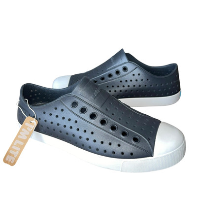 Native Jefferson Shoes M6 W8 Jiffy Black White Slip On Comfort Unisex NWT