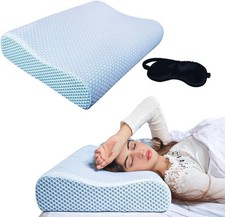 Memory Foam Pillow with Complimentary Silk Eye Mask - Cervical Neck Pillow