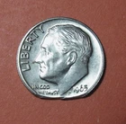 1965 Roosevelt Dime Mint Error - Incomplete Planchet