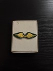 Vintage Brownie Girl Scout Wings Badge Patch, green & gold, 3" wide — photo 1