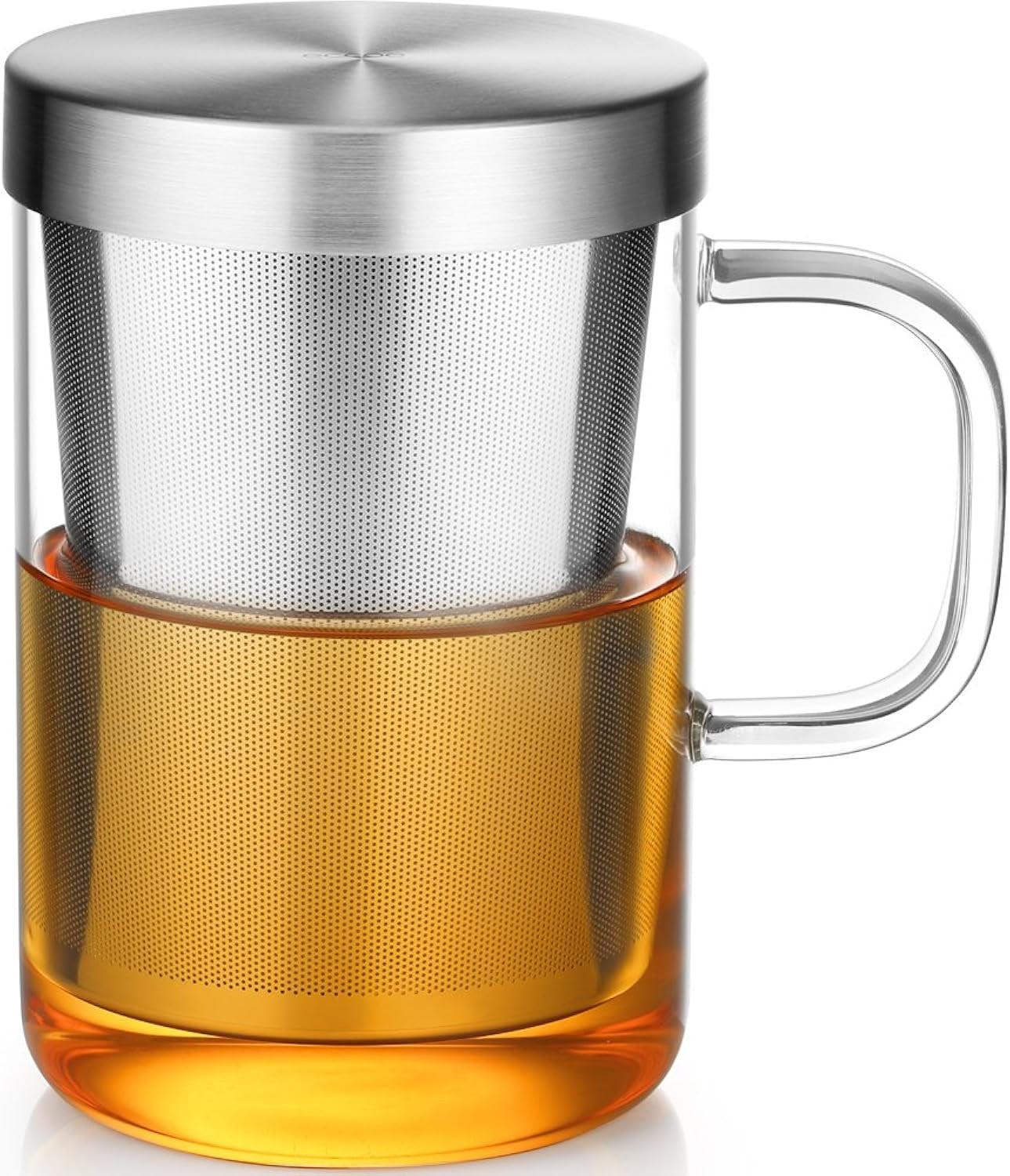 Glass Tea Cup with Infuser & Lid 500ml Borosilicate Stainless Steel