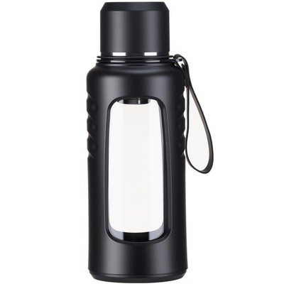 Doseno 34 oz Travel Water Bottle, Anti-Slip and Anti-Scalding 34 oz, Black