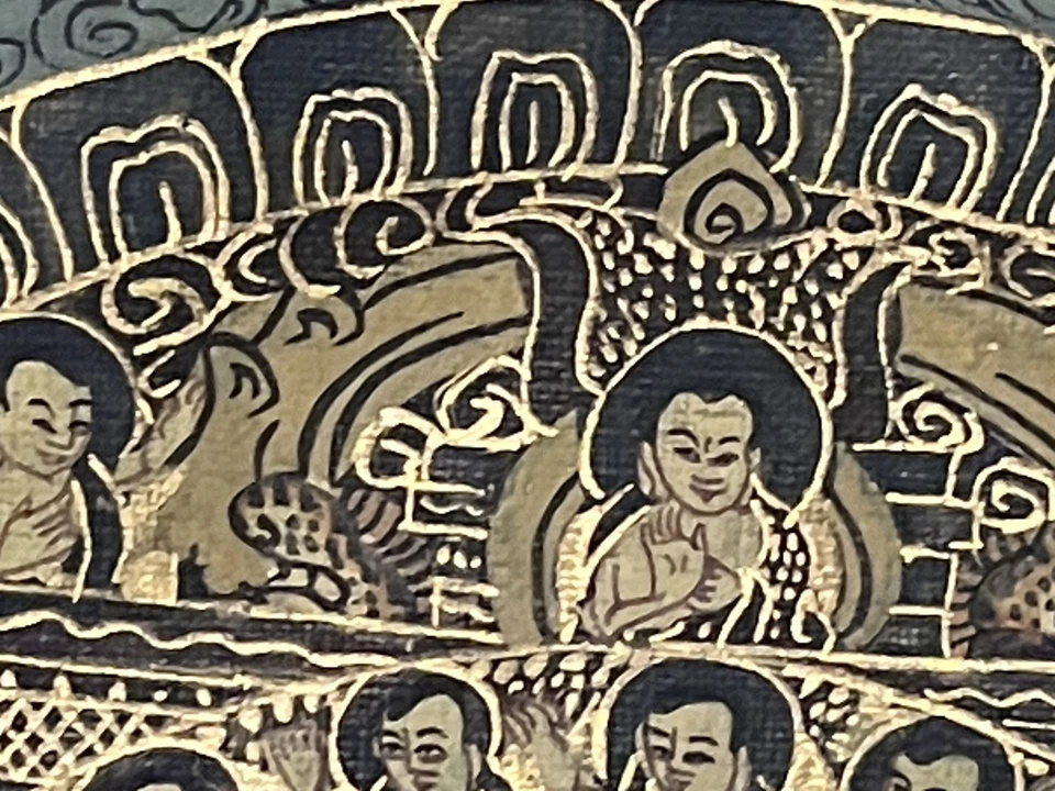 Pintura Thangka de colección pintada a mano de Buda tibetano historia de vida arte de yoga enmarcado Foto 4 de 4