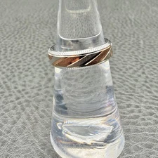 Rose Gold Silver Tone Wedding Band Milgrain Edge Ring Women Sz 5 Fashion Jewelry