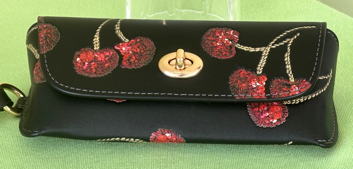 COACH SUNGLASS CASE W/ CHERRY PRINT:NWT BLACK/RED CDD74 | eBay display picture 1