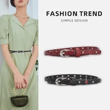 Real Leather Waist Belt Fashion Rivet Studded Belt Women Dresses Coats Waistband