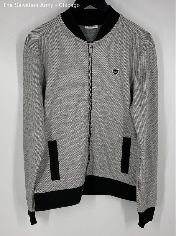 Kaporal Mens Black White Pockets Long Sleeve Bomber Jacket Size Medium