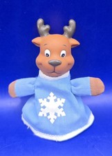 Vintage RUSS BERRIE Reindeer Finger Puppet w/Winter Theme Blue Snowflake Outfit