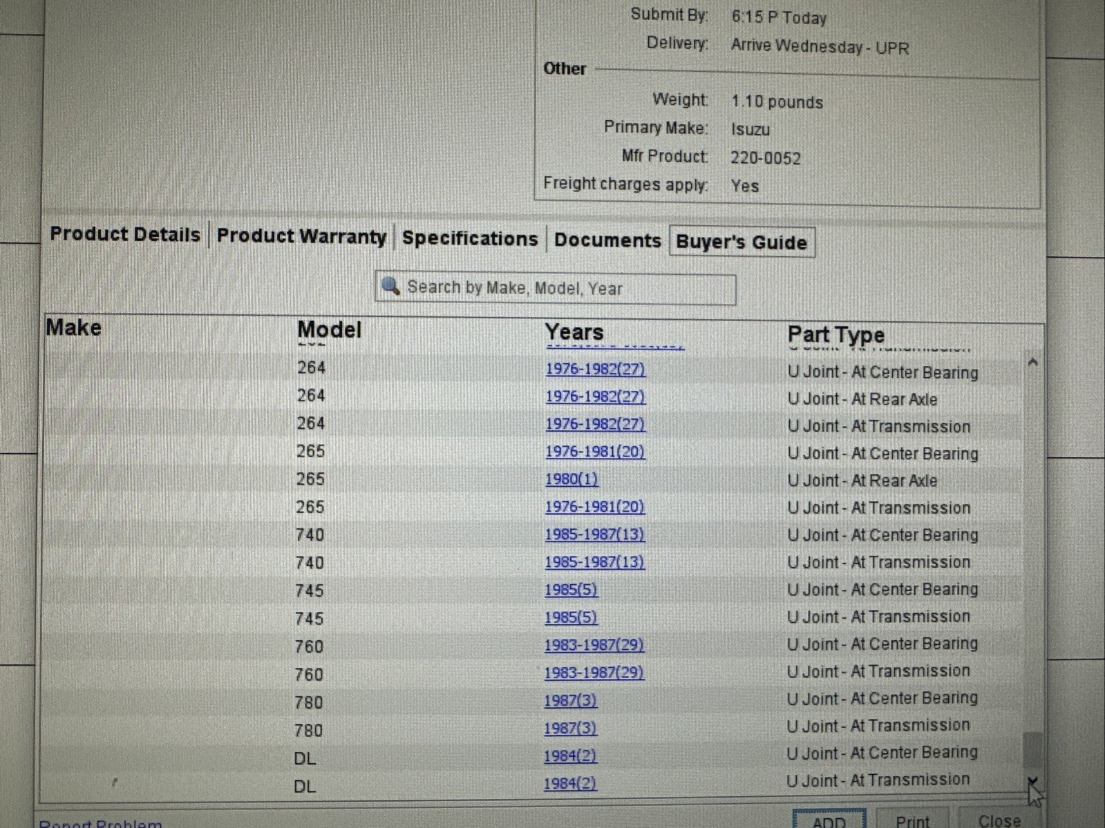 Volvo 1217606/GMB 672037 U-joint for Many Different Brands Inc 100,200,1800, 700