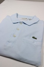 Lacoste Mens Polo Shirt Size M FR4 Light Blue Regular Fit Croc Pocket