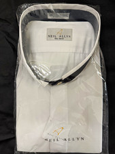Neil Allyn 4XL 36/37 White Tuxedo Shirt with Black Collar