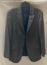 Tommy Hilfiger Mens Gray Check Long Sleeve Pockets Two-Button Blazer Size 40