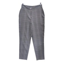 Women's Plaid Pants Nastygal Tapered Size 6 Stretch Black+White