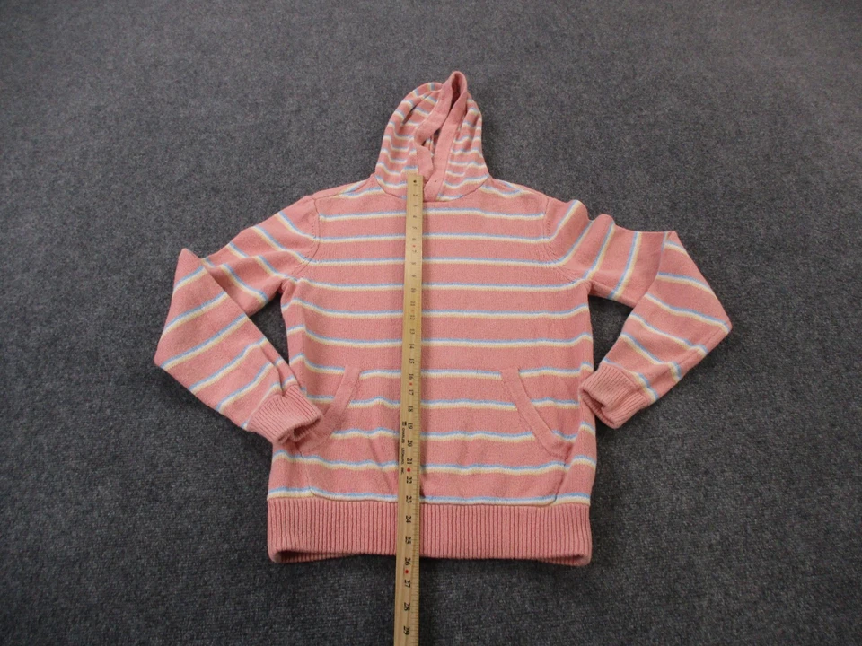 Moletom com capuz Faherty feminino S rosa listrado tecido boho praia pulôver preppy - Imagem 3 de 4