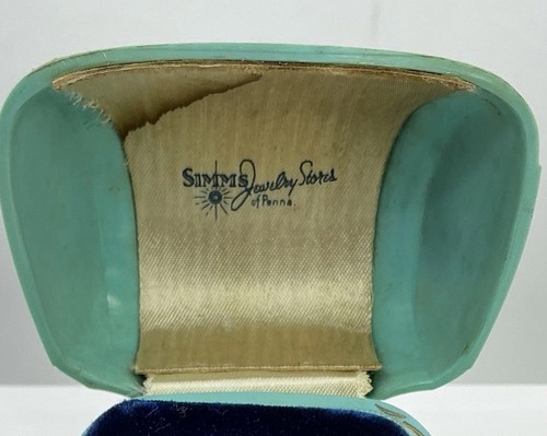VTG - FANTASTIC DECO RING DISPLAY BOX TEAL ROYAL BLUE VELVET (B491) - Picture 2 of 11