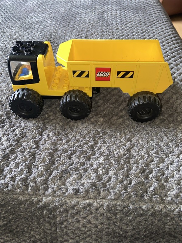 Vintage Lego Duplo 2808 Big Wheel Tipper Truck And Figure Construction