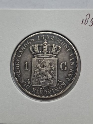 Niederlande 1 Gulden 1892 Silber Vz - Afbeelding 2 van 2