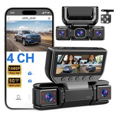 4K Dashcam 360°Auto  5-GHz-WLAN Parkmodus Nachtsicht G-Sensor 1080P DVR Recorder