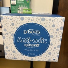 6 Pack Dr Brown Natural Flow Anti-colic Options Baby Bottle, Wide-Neck 9oz