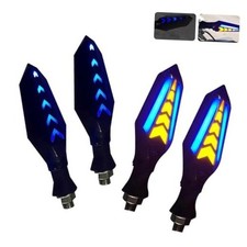 Motorcycle Turn Signal Lights, Arrow-shaped Dual Sided Flowing 4 PCS Blue