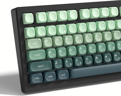Womier MOA Keycaps Japanese, PBT 60 75 100 Percent,Cute Green 
