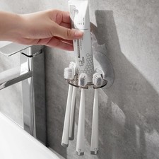 1 Self-adhesive Transparent Toothbrush Holder Wall Mount Toothpaste Rack