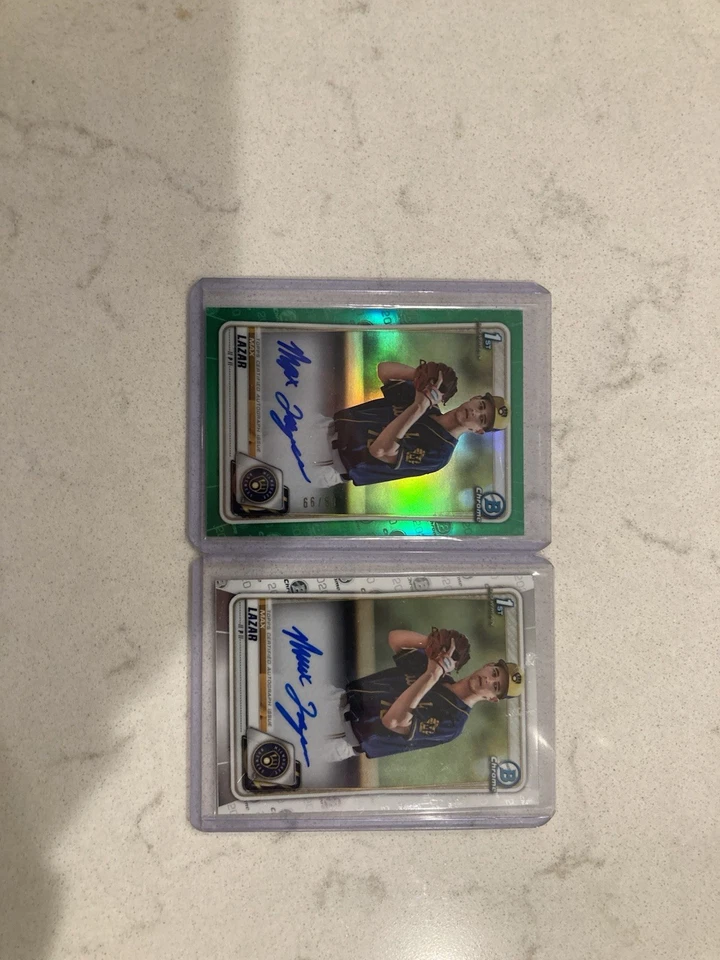 2020 Bowman Chrome Prospect Auto Green Refractor /99 Max Lazar #CPA-ML Auto Lot - Image 3 of 4
