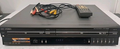 GO VIDEO VR3930 DVD Recorder 4-Head Hi-Fi VCR VHS Player Combo ,Remote, Cables