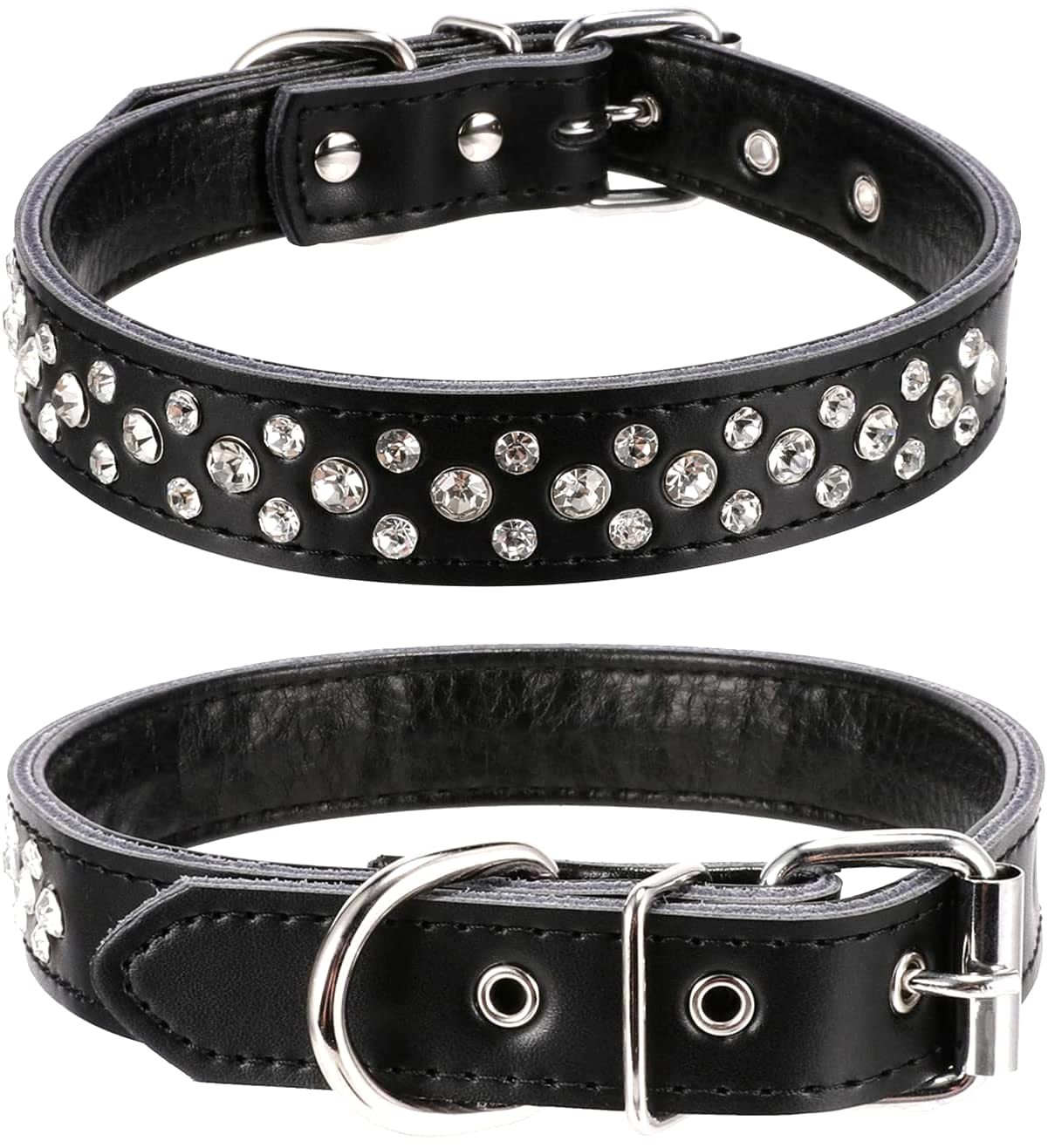 Collier pour chien en strass et rivets cristal réglable rouge taille M