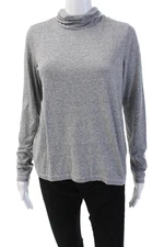 The Great Women Basic Jersey Mock Neck Long Sleeve Top Gray Size 1