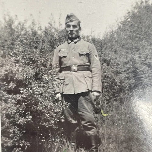 VINTAGE Photo B&W Junk Art WW2 German War Military Nazi Soldier Portrait Uniform