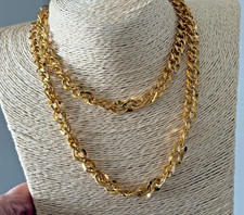 Gorgeous Vintage Napier Gold Tone Double Link Chain Long Necklace 29"