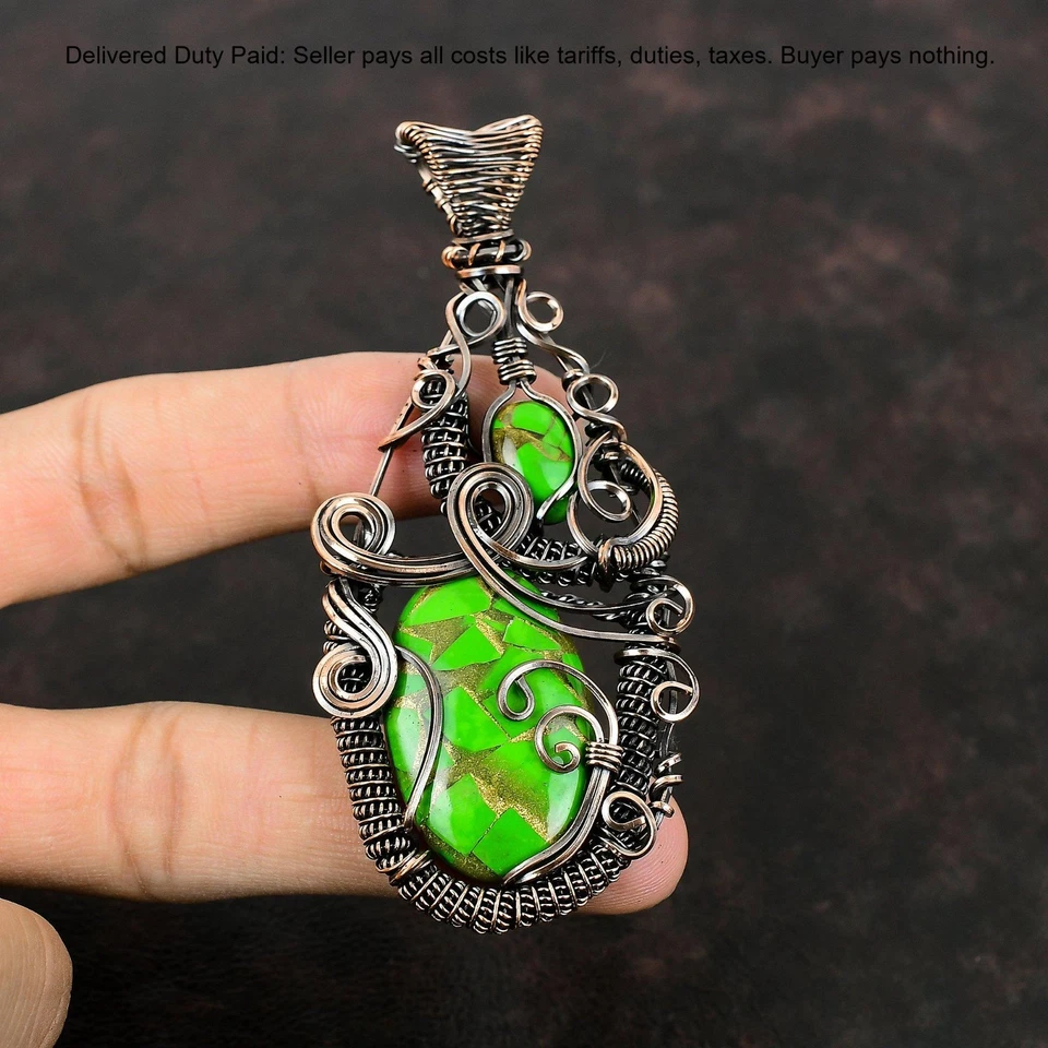 Oferta Black Friday Natural Cobre Verde Turquesa Garganta Chakra Colgante Cobre Foto 4 de 4