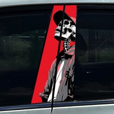 2 St&uuml;ck Cooles Totenkopf-Skelett Rot Autot&uuml;r B S&auml;ulen Zentrum S&auml;ule Aufkleber