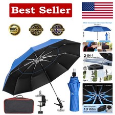 60" Wind-Resistant Magnetic Base Folding Umbrella - Adjustable for HVAC Use