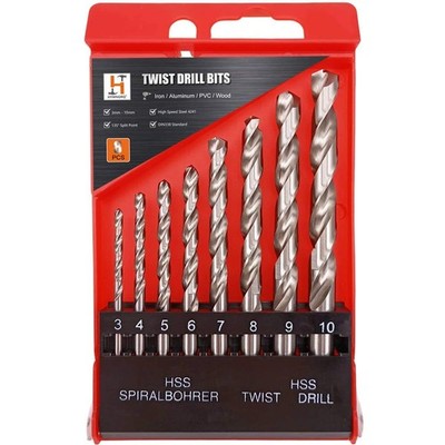 8PC Metric Twist Drill Bits Set Fully Ground High Speed Steel DIN338 Standard...