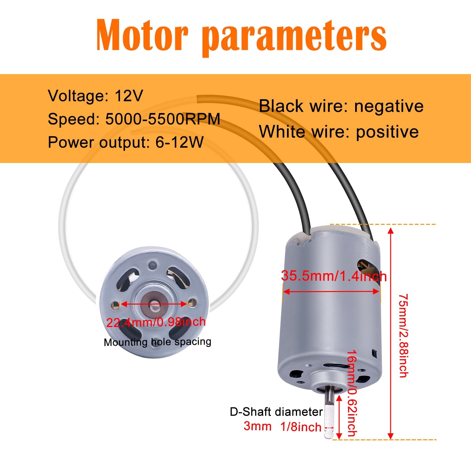 6 Inch RV Vent Fan Blade w/ 12V Motor - Replacement Kit w/ Screws & Switch