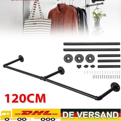 Kleiderstange 120 CM Schwerlast Garderobenstange Industrie Garderobe für Wand
